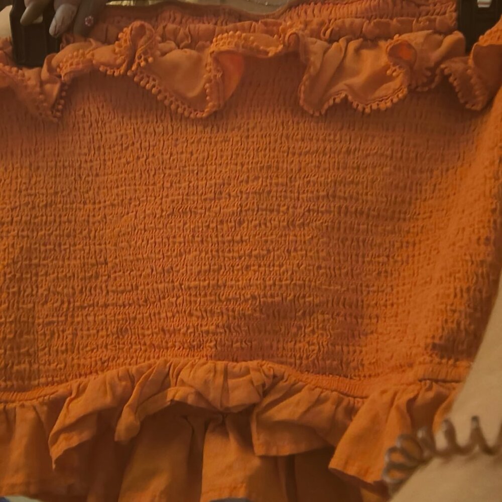 Blue Rain By Francesca/ Medium Orange Ruffled Tube Top
